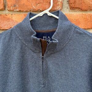 Jos. A. Bank NWT Men's Gray Blue Quarter-Zip Sweater Tailored Fit Cotton